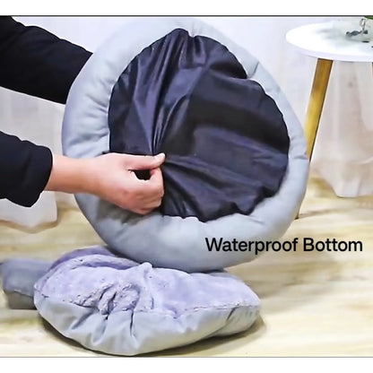 Calming Cat Beds with Pillow for Small Medium Dogs and Cats, round Dog Puppy Cuddler Cozy Bed, Washable Fluffy Plush Pet Bed Thickened Dog Kennel Mat for Puppy Sleeping, L 50CM