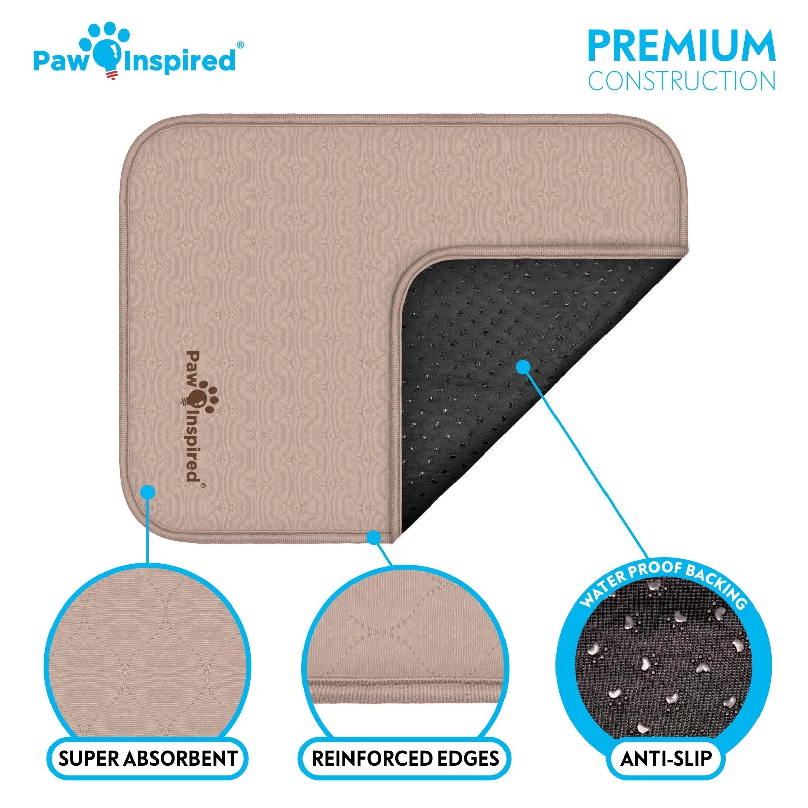 2Ct  Dog Crate Pads Mats Size 47X29” for Use with 48” Kennel and Crate | Washable Waterproof Dog Pee Pads
