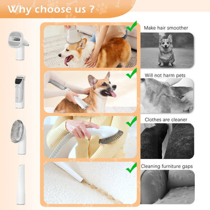Dogs & Cats Adjustable Corded Electric Clippers Kit with Brush, Blades, Clippers, Comb (9 Pack)