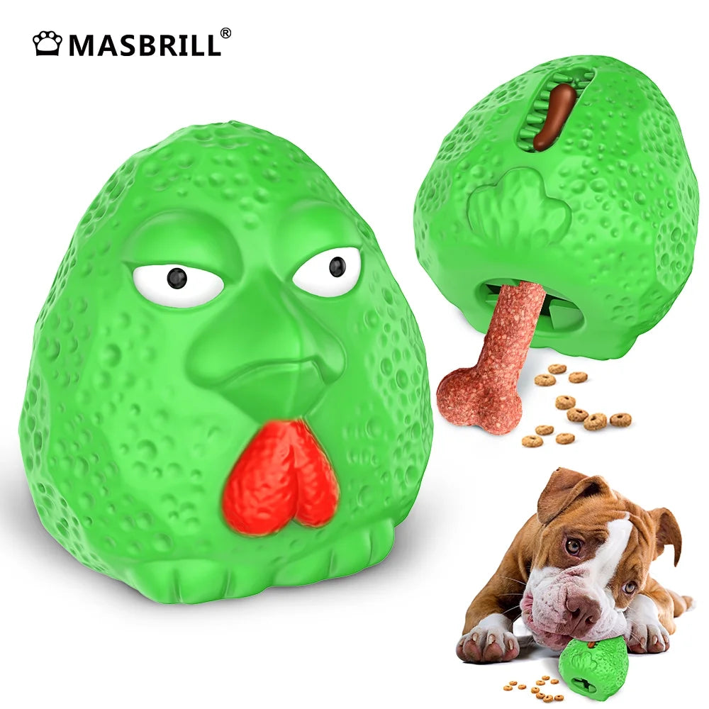 Rubber Dog Chew Toys, Treat Food Dispensing Dog Toys for Teeth Cleaning, Interactive Dog Toys for Small Medium Large Dogs Red
