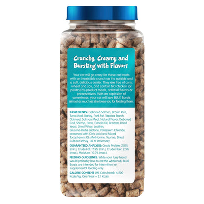 Bursts Crunchy & Creamy Cat Dry Treats, Great for Training, Seafood, 5-Oz. Bag