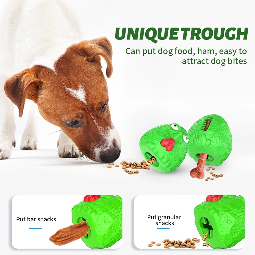 Rubber Dog Chew Toys, Treat Food Dispensing Dog Toys for Teeth Cleaning, Interactive Dog Toys for Small Medium Large Dogs Red