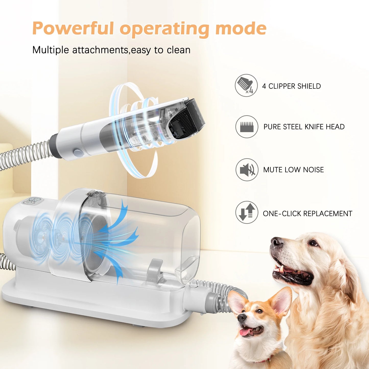 Dogs & Cats Adjustable Corded Electric Clippers Kit with Brush, Blades, Clippers, Comb (9 Pack)