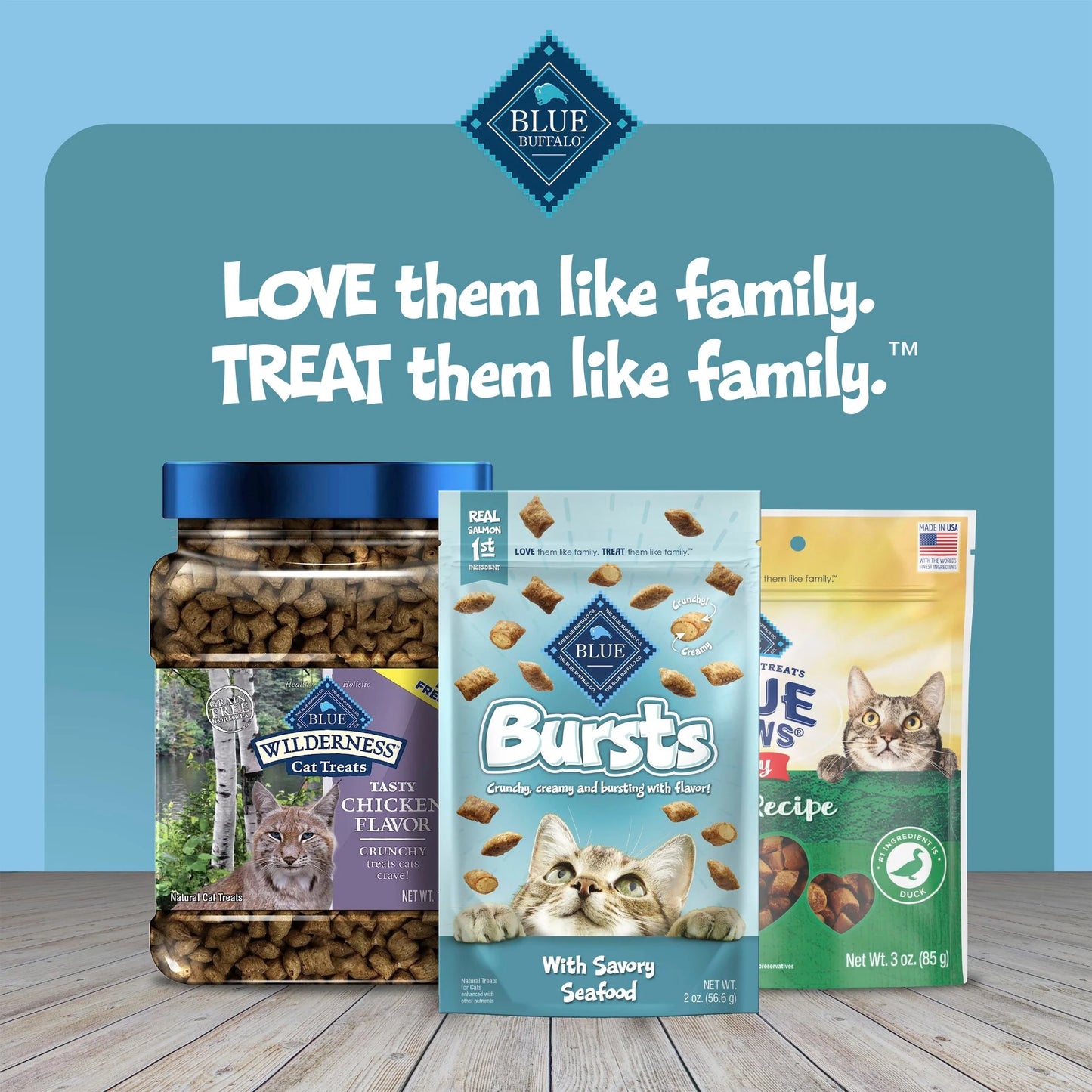 Bursts Crunchy & Creamy Cat Dry Treats, Great for Training, Seafood, 5-Oz. Bag
