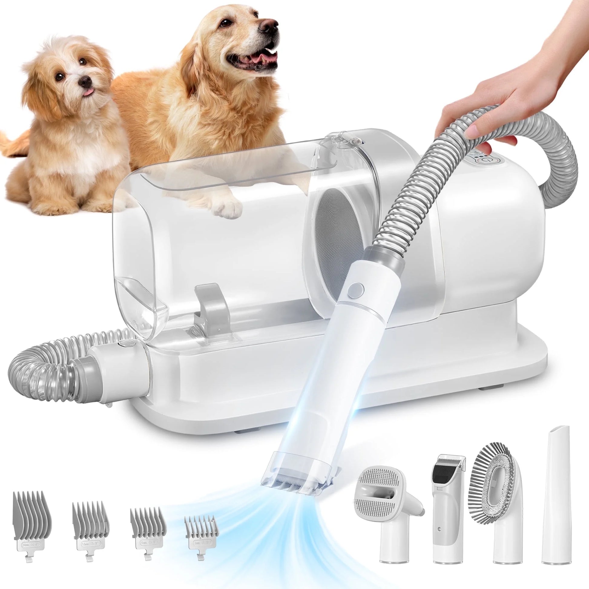 Dogs & Cats Adjustable Corded Electric Clippers Kit with Brush, Blades, Clippers, Comb (9 Pack)